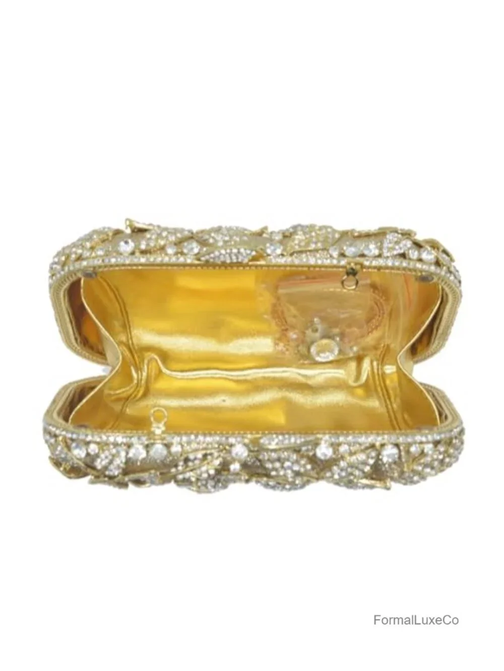 Handmade Rhinestone Clutch Purse with Flower Design Evening Bag Formal Party